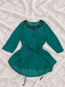 y2k Teal Embellished Tunic