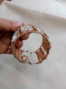 Stunning Bangle Bracelet with Pearl Dangles