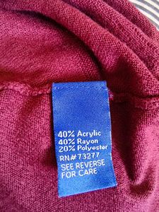 Maroon Textured Long Sleeve Top