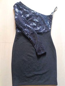 shein Sparkling One-Sleeve Party Dress
