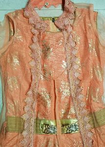 (24 hrs offer)Peach Ethnic Gown with Shrug
