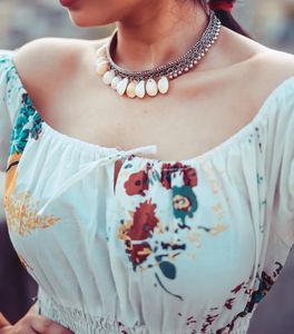 Oxidised Cowri Necklace with Earrings and bracelet