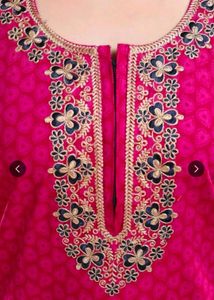 Elegant Pink Printed Kurta with Embellished Neckli
