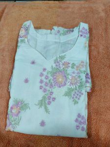 White Embroidery kurti