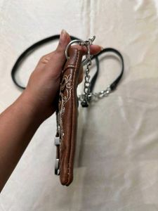 Western Style Embellished Brown Crossbody Bag