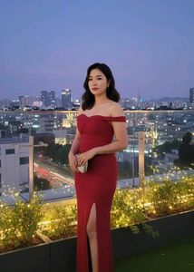 Elegant Off-Shoulder Red Gown