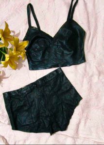 Zara Leather Crop Top with shorts 👍