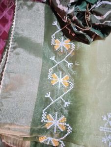 Green Embroidered saree  Set