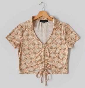 Peach Patterned Crop Top