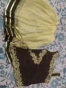 Yellow Ethnic Skirt with brown top