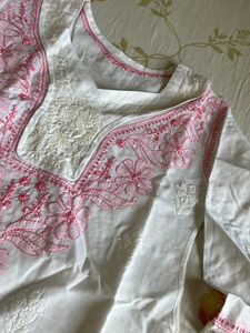Embroidered Chikankari Kurti For Small Girl