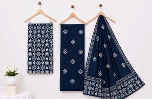 Mayur Navy Blue Dress Material Set