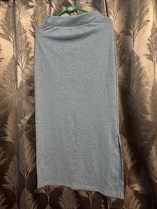 Light Grey Maxi Skirt With A Slit One Side