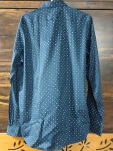 Men's Blue Polka Dot Full Sleeve Shirt