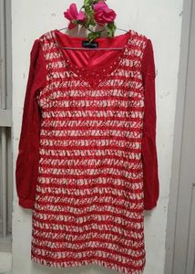 Chic Red Lace Overlay Dress