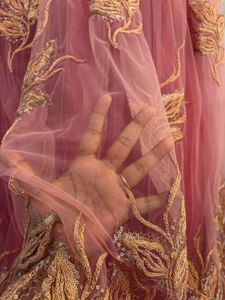 Net Embroidered Pink Gown