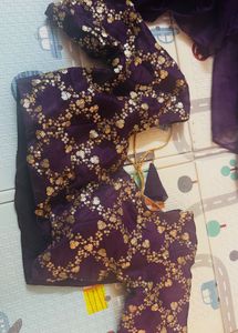 Stunning Purple Ruffled Saree