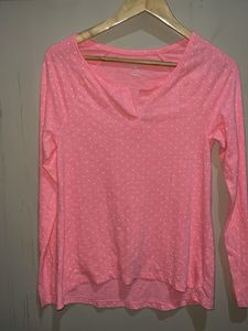 Pink Polka Dot Long Sleeve Top