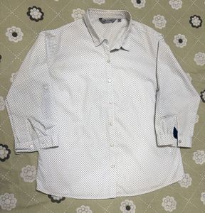 White Polka Dot Button-Up Shirt