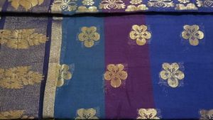 Cotton Silk Saree with Golden Floral Print