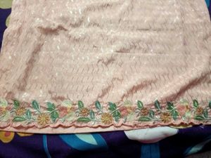Peach Sequin suit set without dupatta