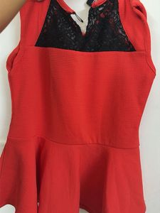 cherry red peplum top