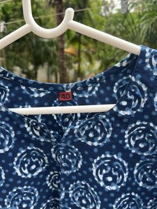 Blue Block Print Cotton Kurta