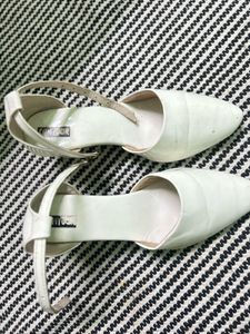 White Flat Sandals with Ankle Strap