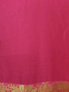 Pink Silk Saree with Gold Border