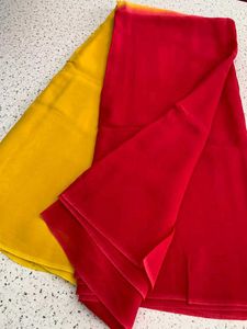 Vibrant Red &amp;👗 Yellow Saree