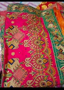 Vibrant Orange Embroidered Silk Saree