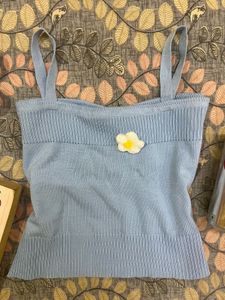 Cute Blue Floral Tank Top