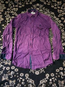 Men's Purple Casual Button-Up Shirt
