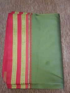 Elegant Olive Green Saree with Red Border