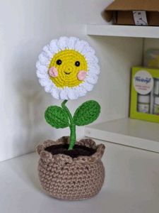 Crocheted Flower Pot with Happy Face