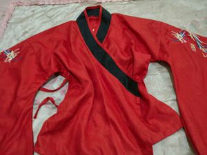 Red Dragon Embroidered Kimono