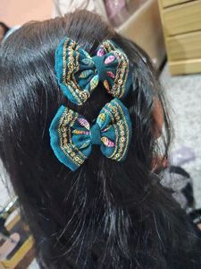 Embroidered Bow Hair Accessories Set