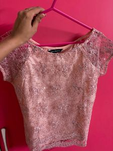 Sparkly Lace Crop Top
