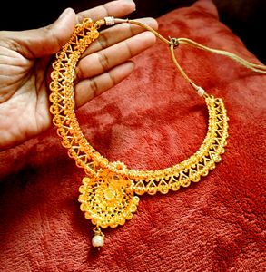 Gold Plated Necklace With Out Earrings