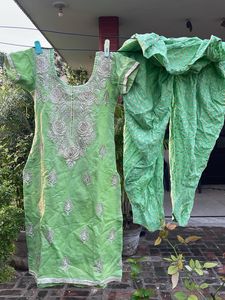 Green Embroidered Kurta Set