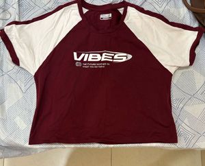 Maroon & White "Vibes" Graphic T-Shirt