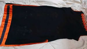 Black Kurta with Orange Embroidery