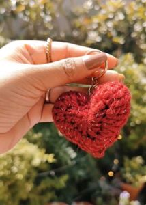 Premium Handmade Red Crochet Heart Keychain