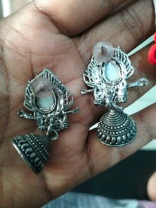 Diwali damaka 🎇 Jhumka Earrings with White Stone