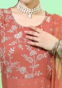 Elegant Embroidered Ethnic Gown with duppata
