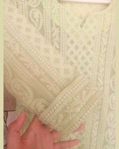 Pastel Pistachio Embroidered Kurti(weekend S