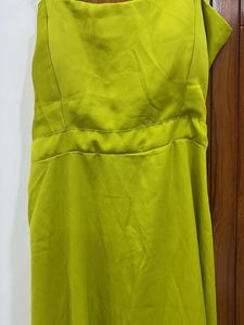 Lime Green backless satin slip dress