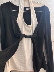 LITTLE BOX Chic Black Twist Front Cardigan