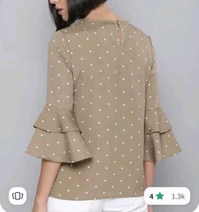 Polka Dot Ruffle Sleeve Top