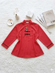Red Oriental Mask Statement Top